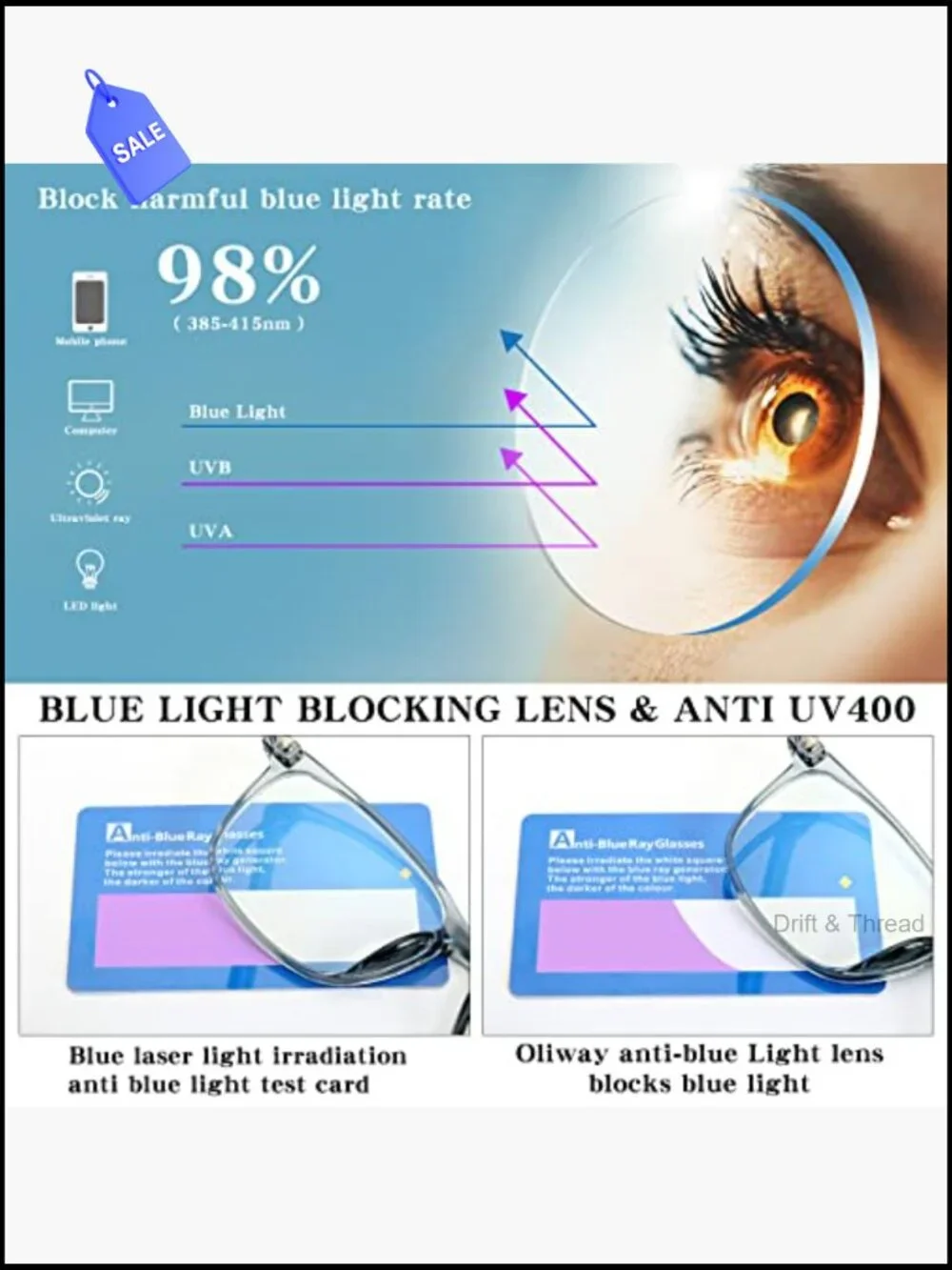 3 Pack Blue Light Blocking Glasses for Women Men Computer Reading Gaming